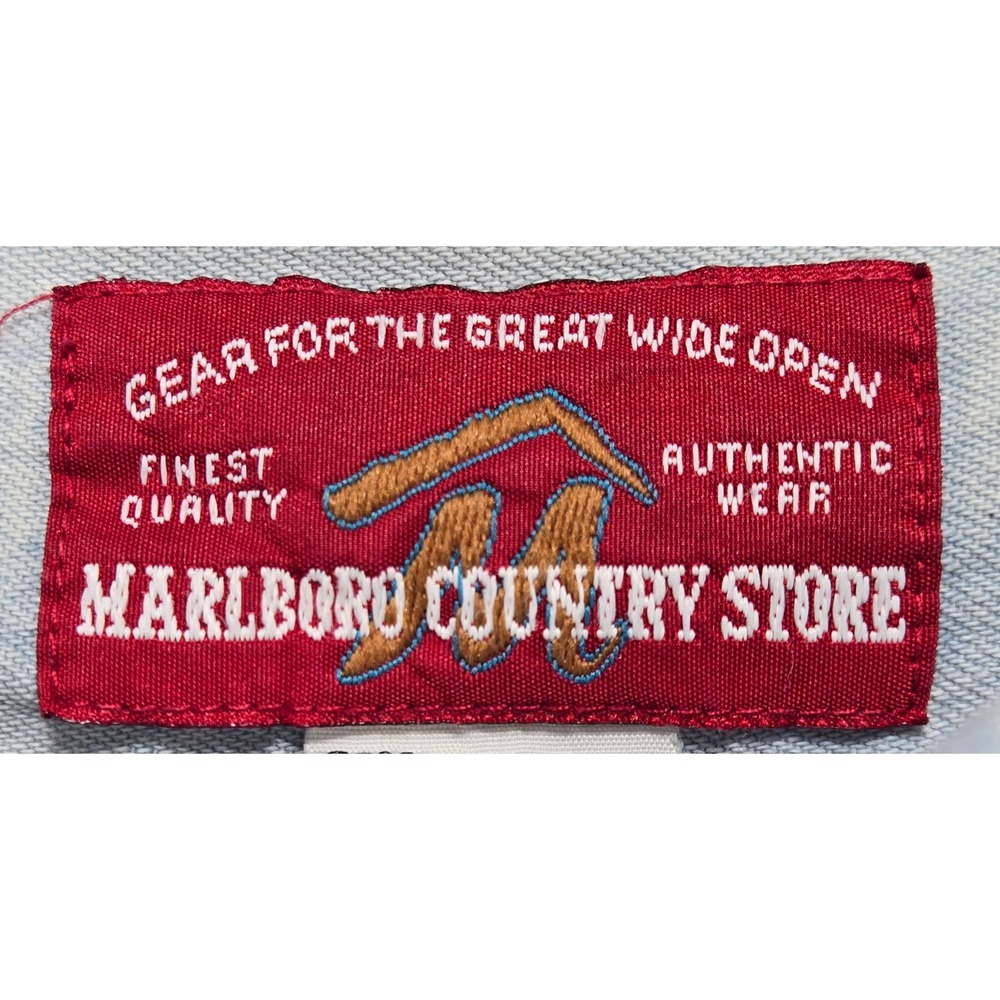 Vintage Marlboro Country Denim Shirt Light Wash Western Workwear Mens Large L - Picture 5 of 13